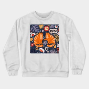 Cute cats with plants and flowers Crewneck Sweatshirt